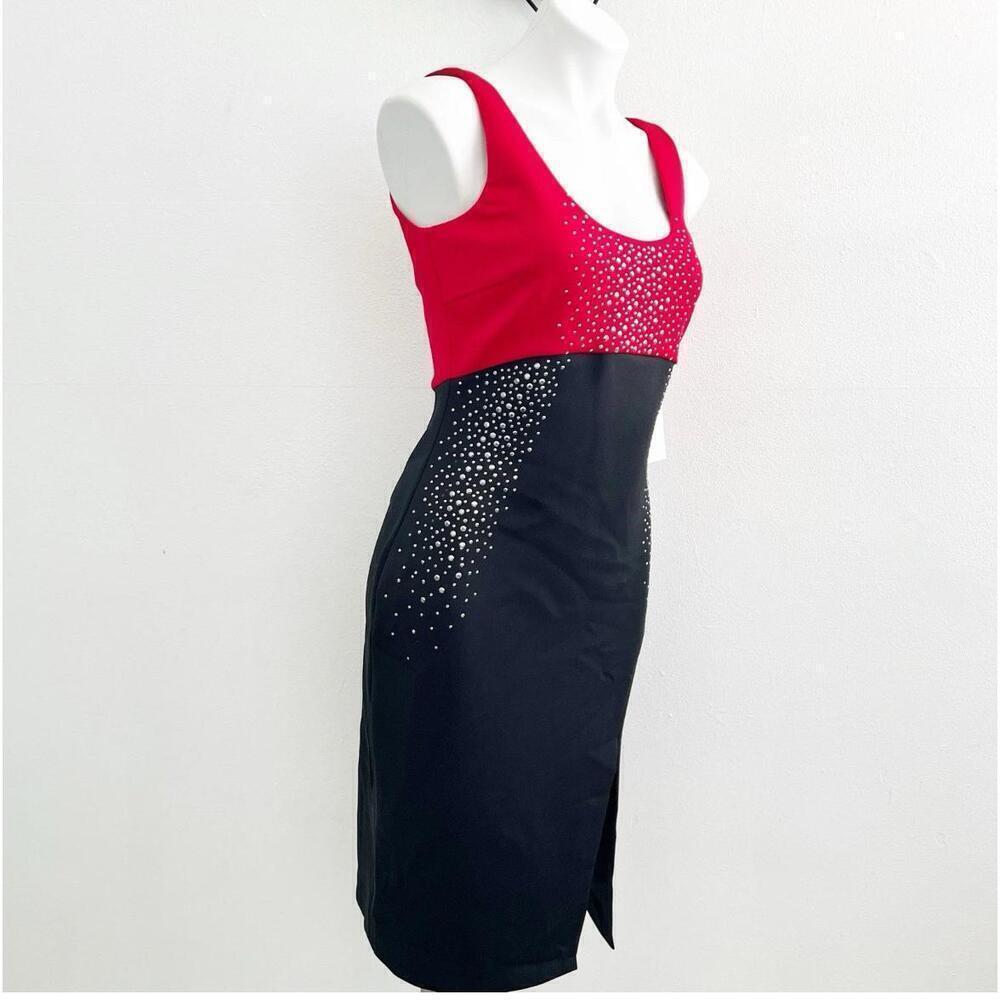 Calvin Klein Studded Sheath Dress Black Red Size 4 Womens - Picture 5 of 8